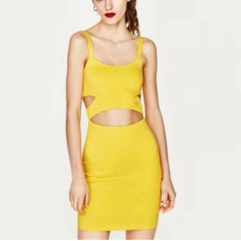 ZARA YELLOW CUTOUT DRESS SIZE SMALL